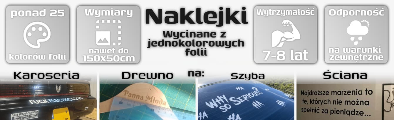 naklejki wycinane z jednokolorowych folii